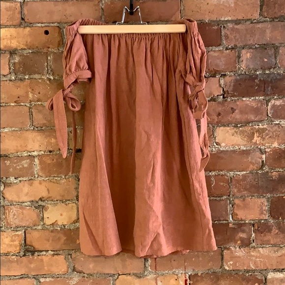 Off-the-shoulder Ruffle Long Sheath/Column Dress Terracotta